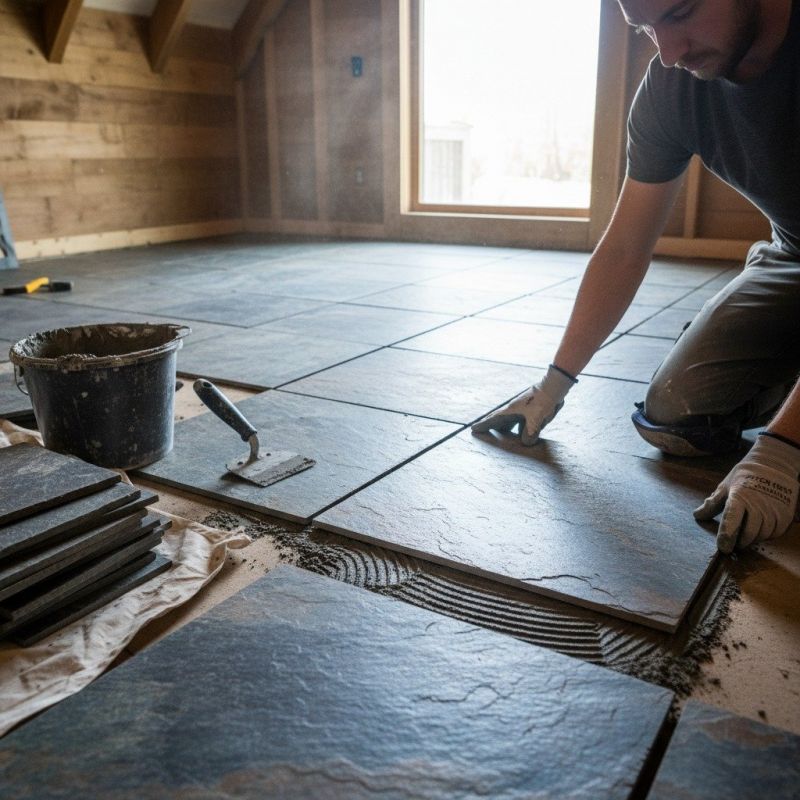 Slate Tile Floor Installation